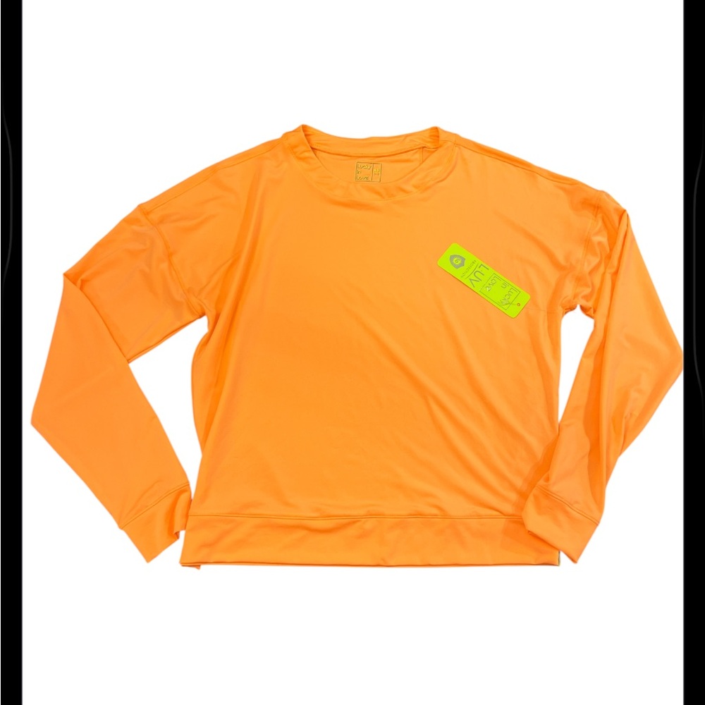 Lucky in Love LUV Protection UPF 50+ Moisture Wicking Crew Neck Top XS Orange